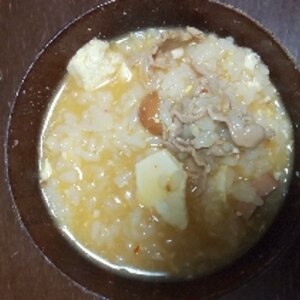 レンジで簡単♪豆腐チゲ風オートミール雑炊